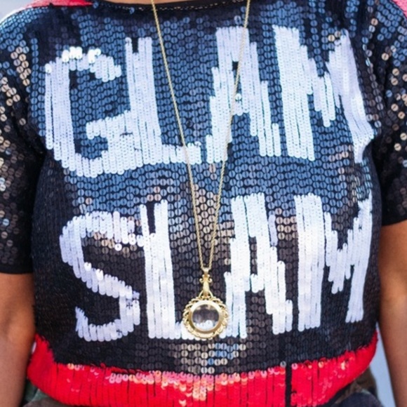 Glam Slam Sequins Crop Tee - Picture 2 of 4